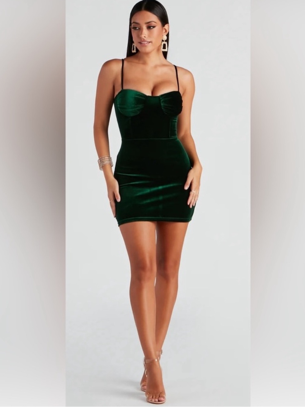 Windsor Velvet Mini Dress in Emerald
